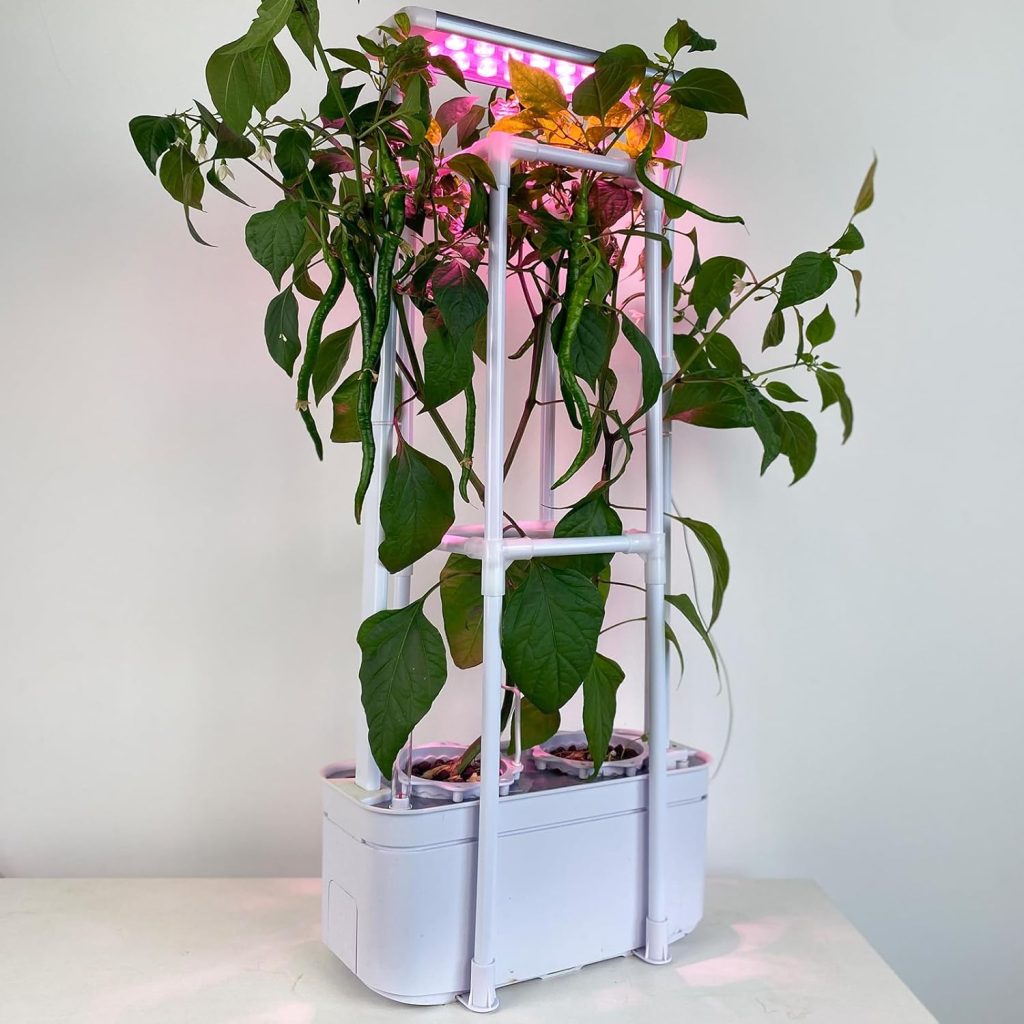 eSuperegrow Hydroponics Growing System,Smart Hydroponic Gardening System with LED Grow Light,Indoor Garden Hydroponic Herb Grow Kit with Climbing Trellis for Short Tomato,Basil,Pepper,Cucumber