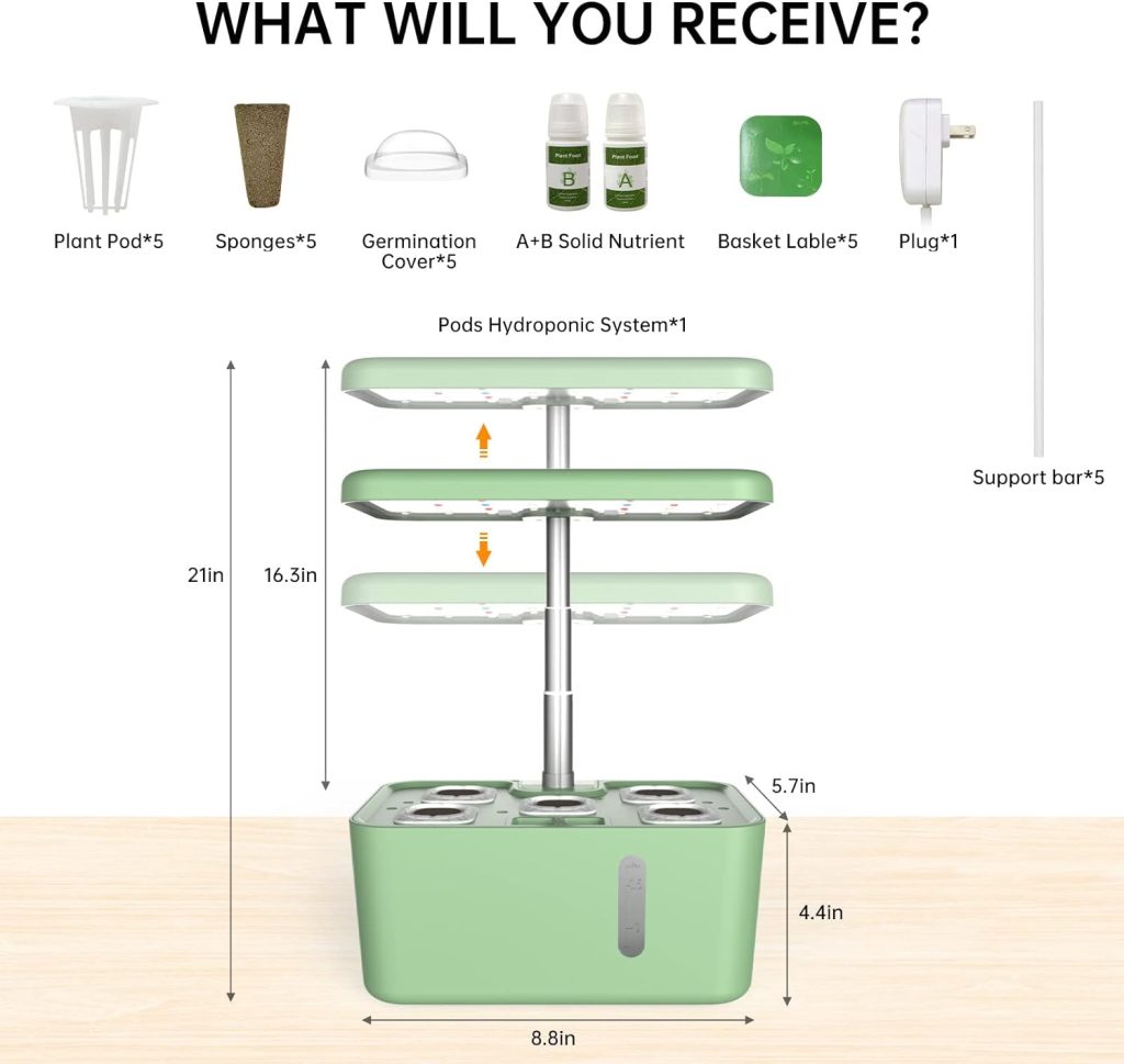 Garden hydroponic Growing System Indoor with 3 led Grow Light Modes,Indoor Grow Kitcan,be Used Anywhere Indoors,herb Garden