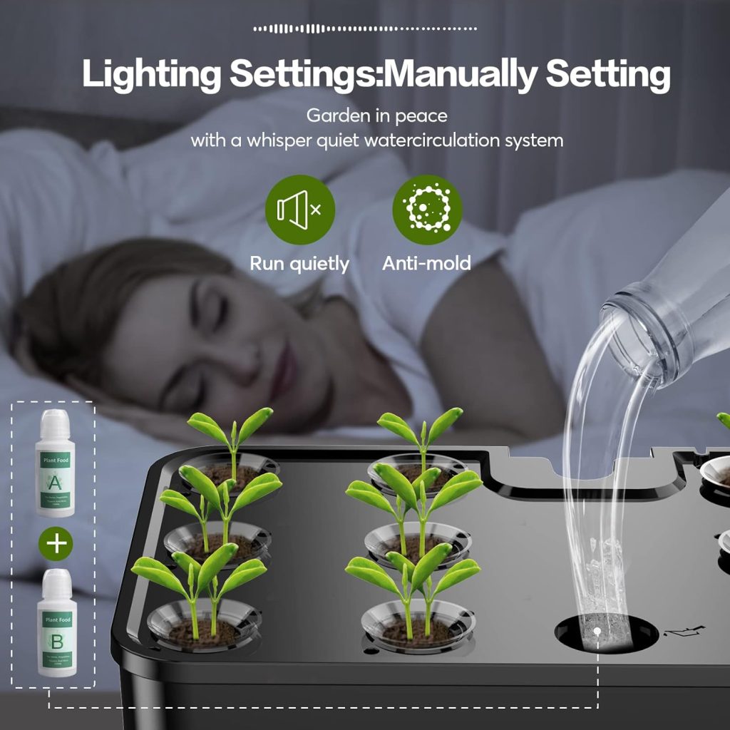 Herb Garden Hydroponics Growing System - MUFGA 12 Pods Indoor Gardening System with LED Grow Light, Plants Germination Kit(No Seed) with Pump System,Height Adjustable, Ideal Gardening Gifts for Women