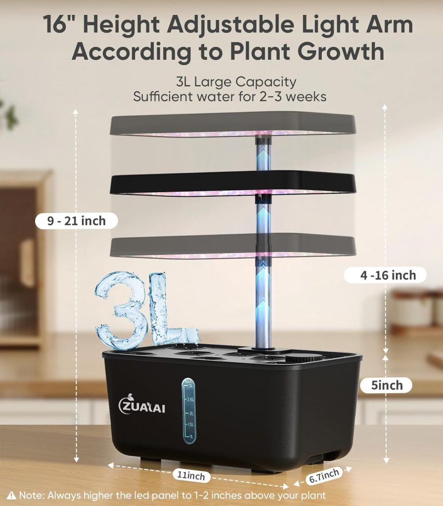 Hydroponics Growing System: 11Pods Indoor Garden Plant Germination Kit with Humidifier, Hydroponic Growing System Herb Garden with Height Adjustable LED Grow Light, Christmas Gifts for Women