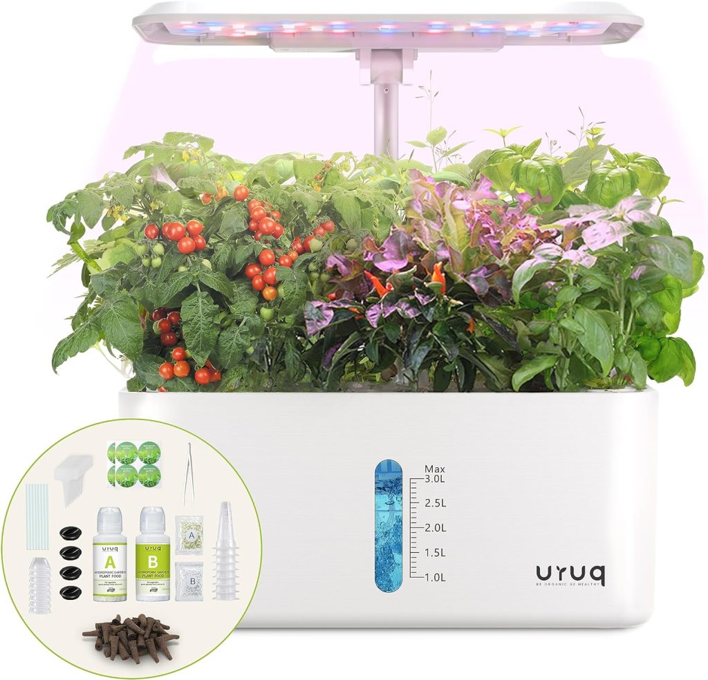 Hydroponics Growing System Indoor Garden: 8 Pods Herb Garden Kit Indoor with LED Grow Light Quiet Smart Water Pump Automatic Timer Healthy Fresh Herbs Vegetables - Hydroponic Planter for Home Kitchen