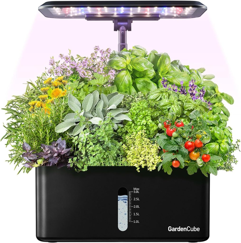 Hydroponics Growing System Indoor Garden: Herb Garden Kit Indoor with LED Grow Light Quiet Smart Water Pump Automatic Timer Healthy Fresh Herbs Vegetables - Hydroponic Planter for Home Kitchen Office