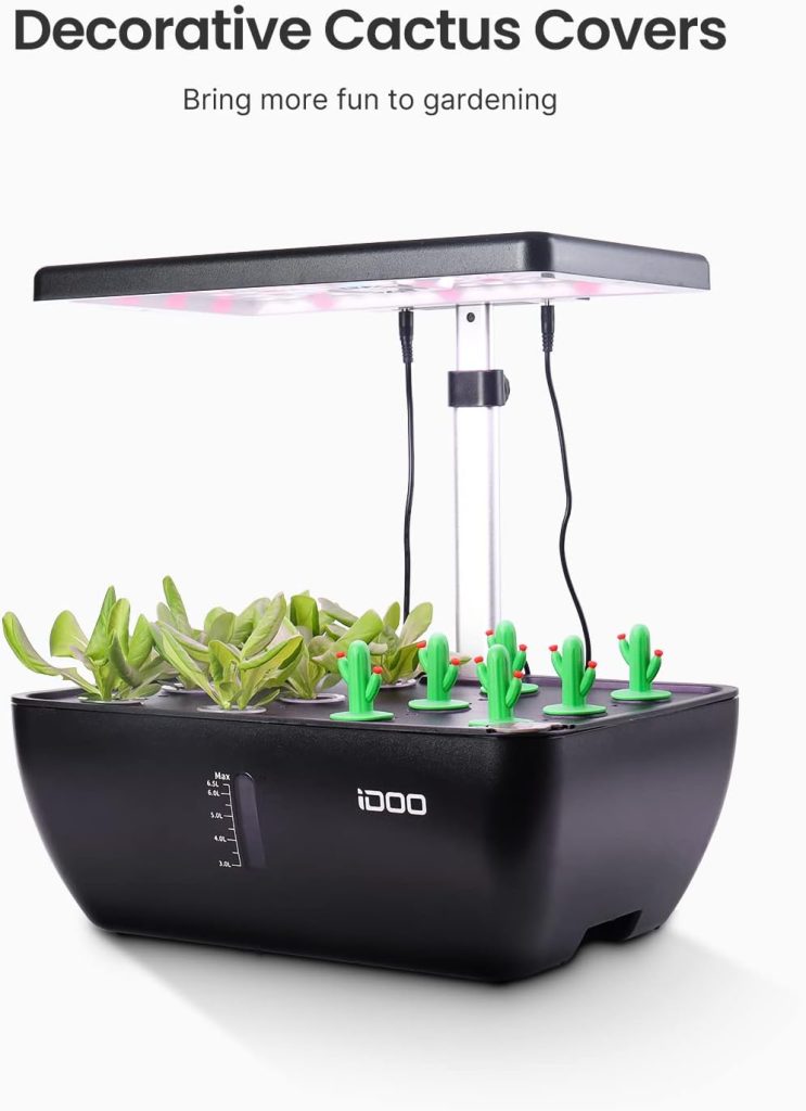 iDOO Indoor Garden Hydroponics Growing System 12Pods WiFi Smart Garden Plant Germination Kit with LED Grow Light, 6.5L Large Water Tank, Fan Pump System, for Vegetable Herb Grower Gardening Gift