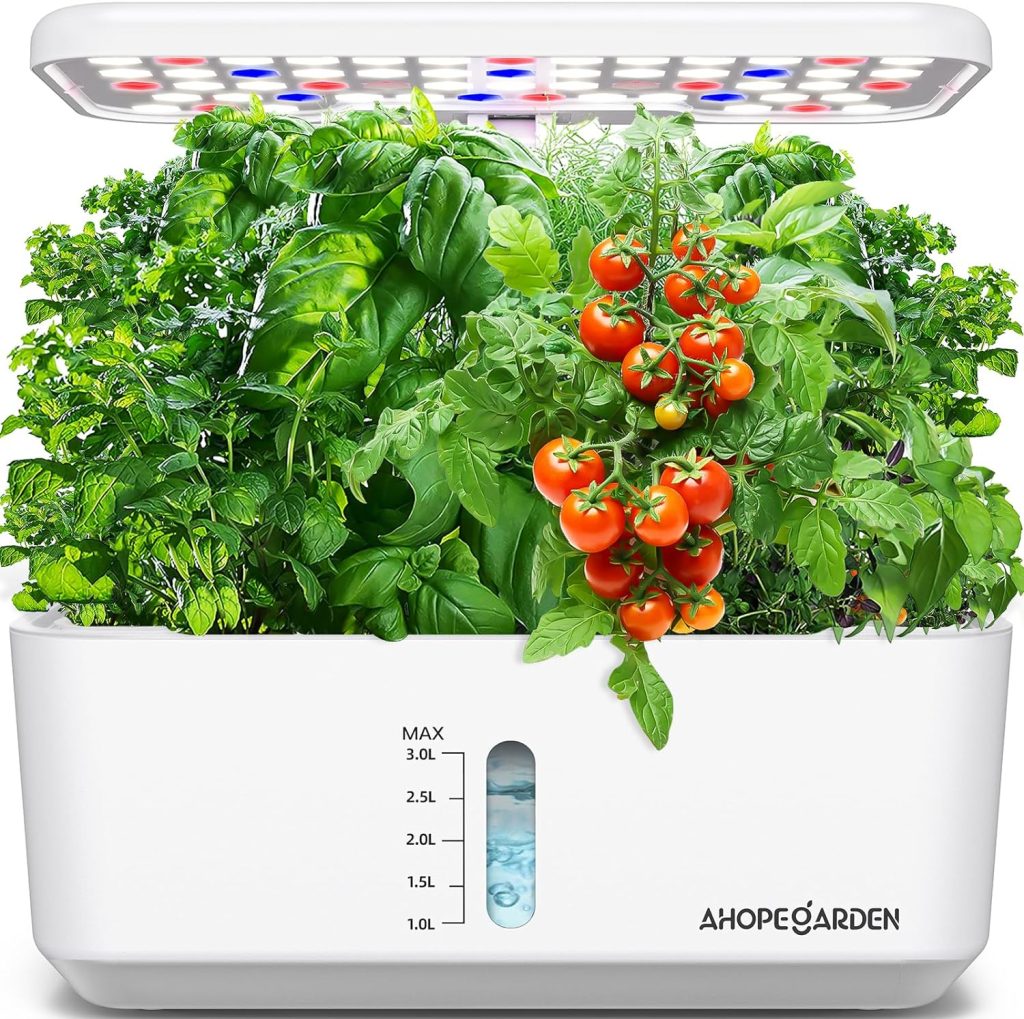 Indoor Garden Hydroponics Growing System: 10 Pods Plant Germination Kit Aeroponic Herb Vegetable Growth Lamp Countertop with LED Grow Light - Hydrophonic Planter Grower Harvest Veggie Lettuce, Black