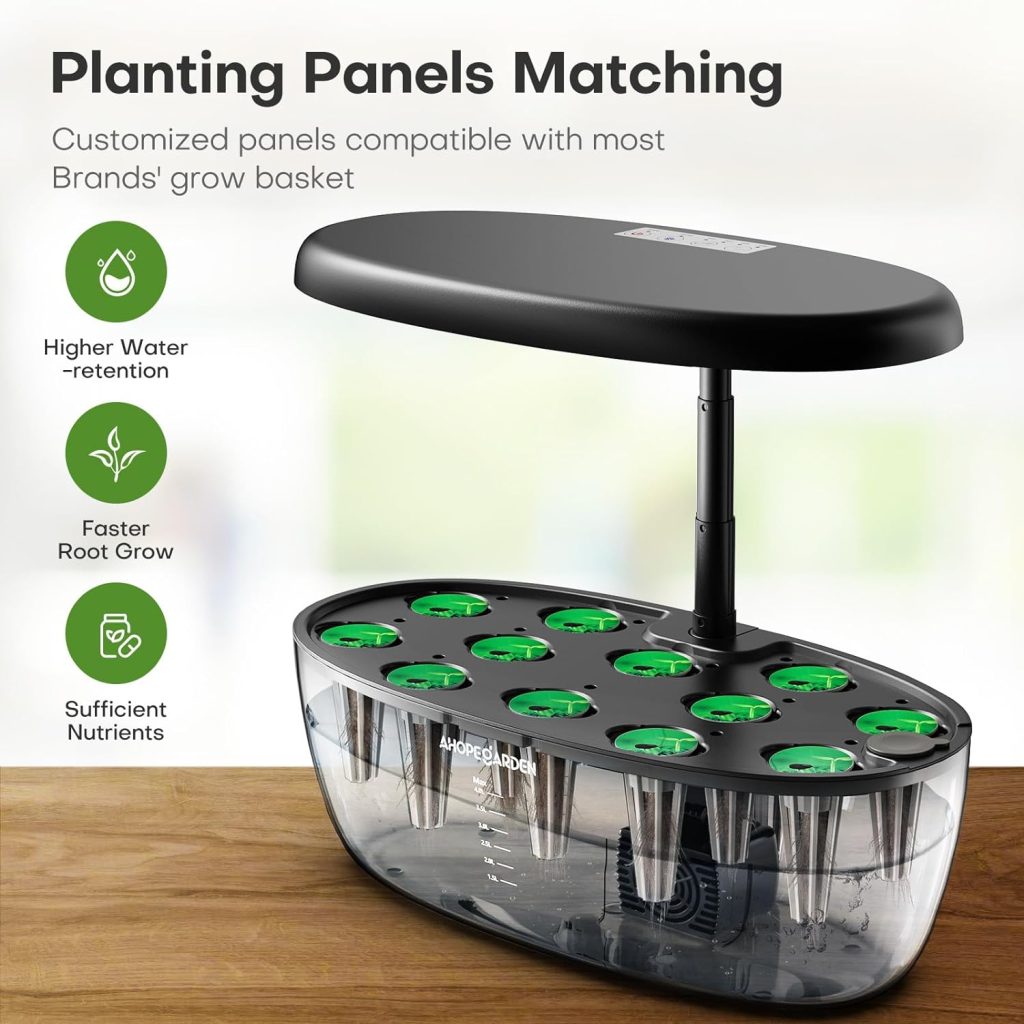 Indoor Garden Hydroponics Growing System: 12 Pods Plant Germination Kit Herb Garden Kit Growth Lamp Countertop with LED Grow Light Hydrophonic Planter Grower Harvest Vegetable Lettuce