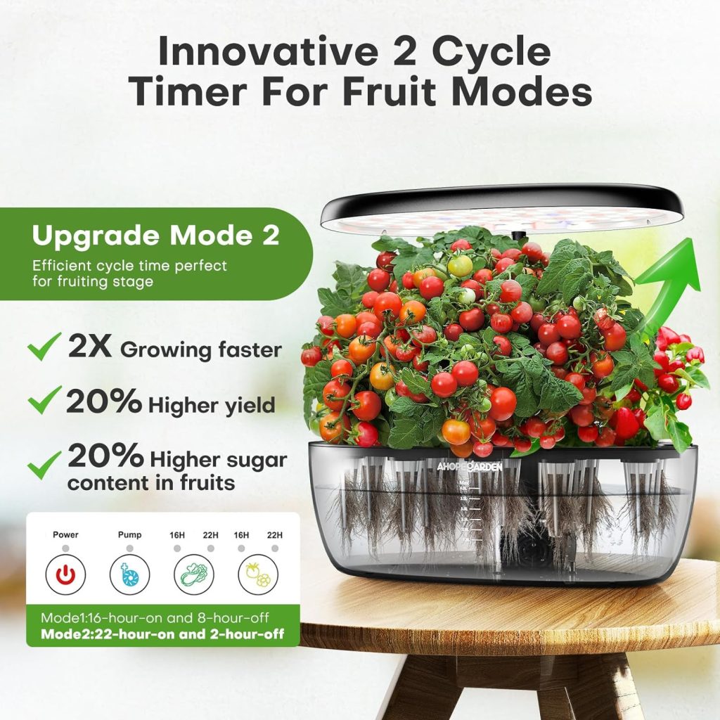 Indoor Garden Hydroponics Growing System: 12 Pods Plant Germination Kit Herb Garden Kit Growth Lamp Countertop with LED Grow Light Hydrophonic Planter Grower Harvest Vegetable Lettuce