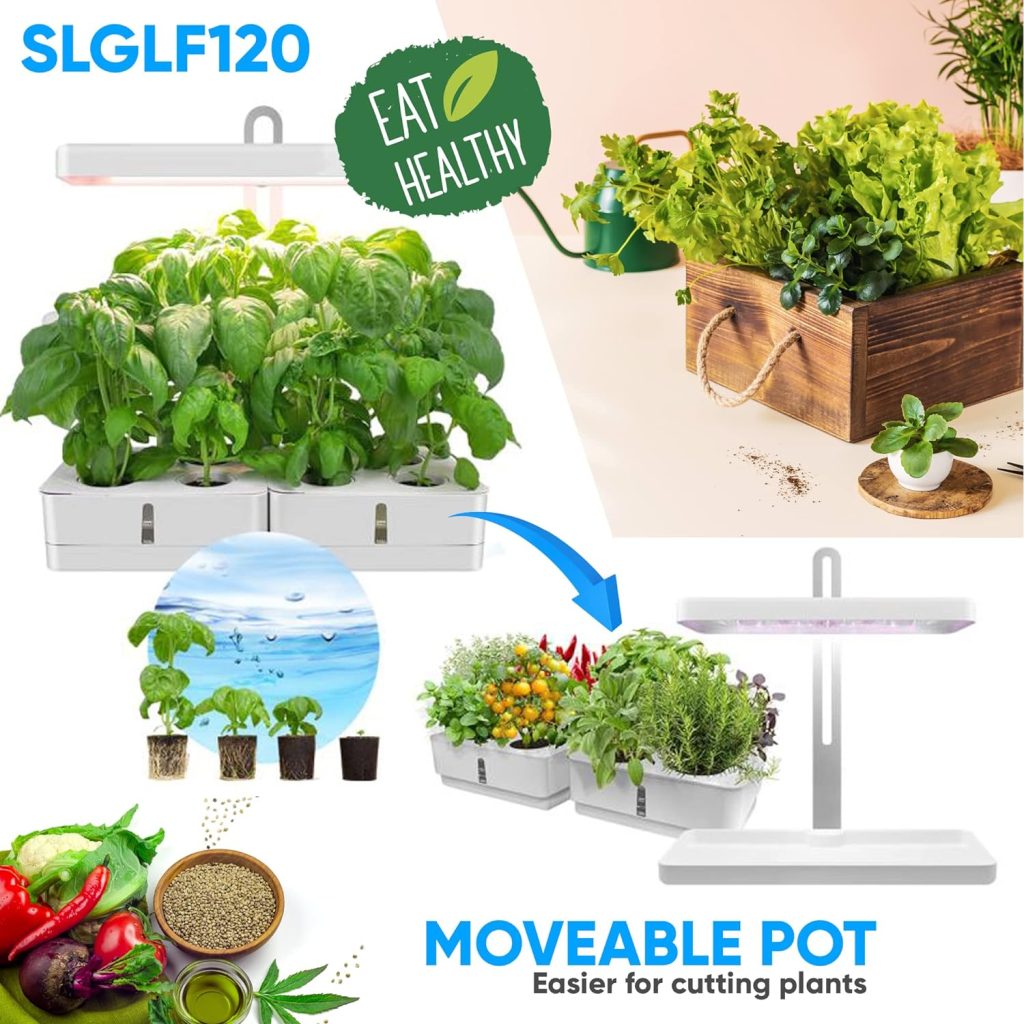 Hydroponic Herb Garden 6 Pods, Indoor Herb Garden Kit, Seed Pod, Indoor Garden, Full-Spectrum Grow Light, Adjustable Height, Hydroponic Indoor Garden, Smart Indoor Plant system