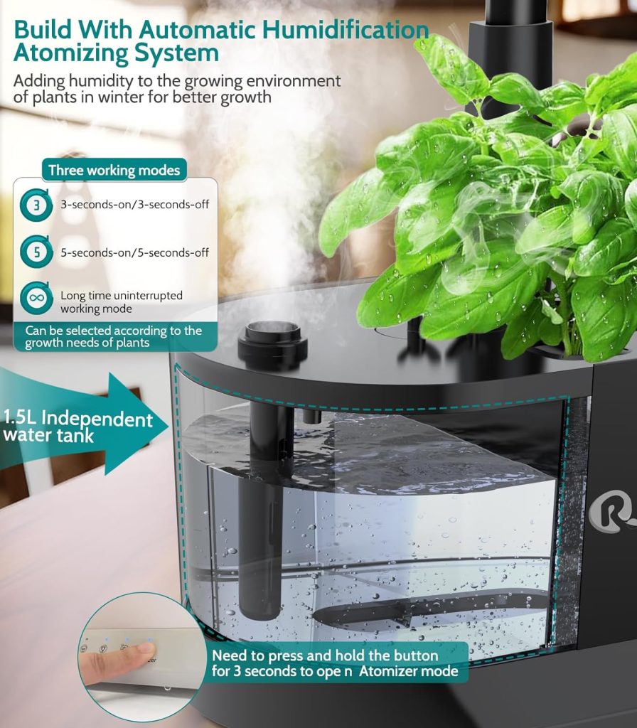 Hydroponics Growing System Indoor Garden: 2024 New Upgrade 11Pods Planting Herb Garden Kit with Atomizer  Water Automatic Cycle System, Ideal Christmas Gifts for Mom Dad Men Women