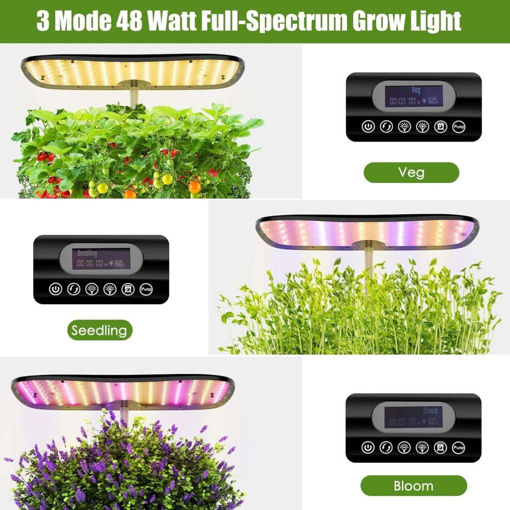 Large Tank Hydroponics Growing System 12 Pods, Herb Garden Kit Indoor with Grow Lights, Plants Germination Kit with Quiet Water Pump, Auto Timer, Height Adjustable to 20, Gardening Gifts Home Decor